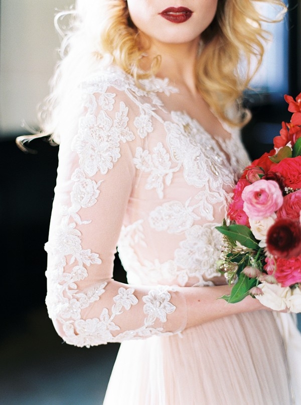 Vintage Romance Wedding Shoot in Blush and Crimson