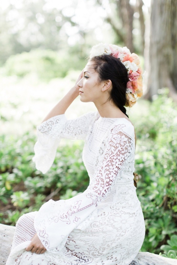 Boho Beach Wedding with a Flower Mohawk