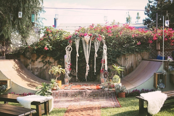 Socal Backyard Wedding With Bohemian Skater Flare