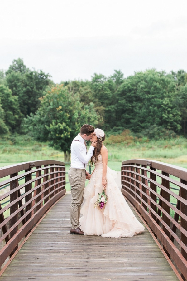 Lovely Blush And Gold Rainy Day Wedding