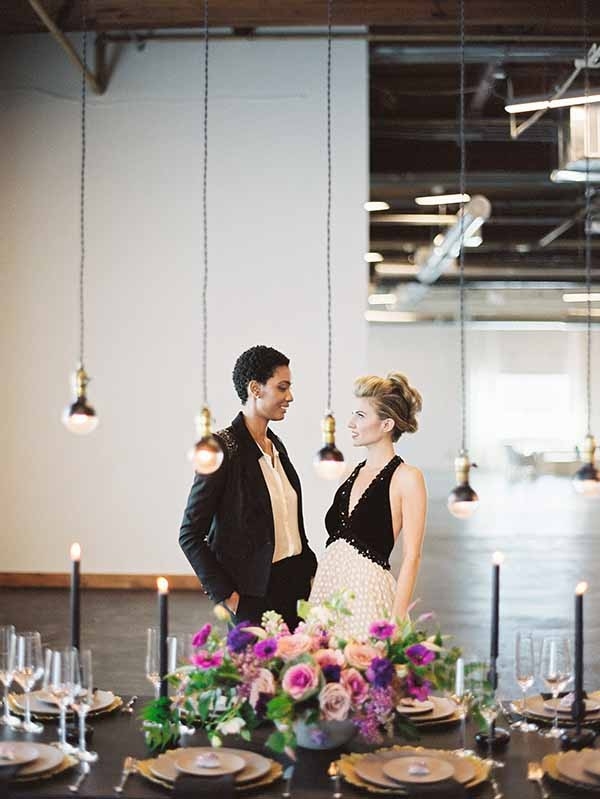 Modern Purple and Black Industrial Wedding Shoot