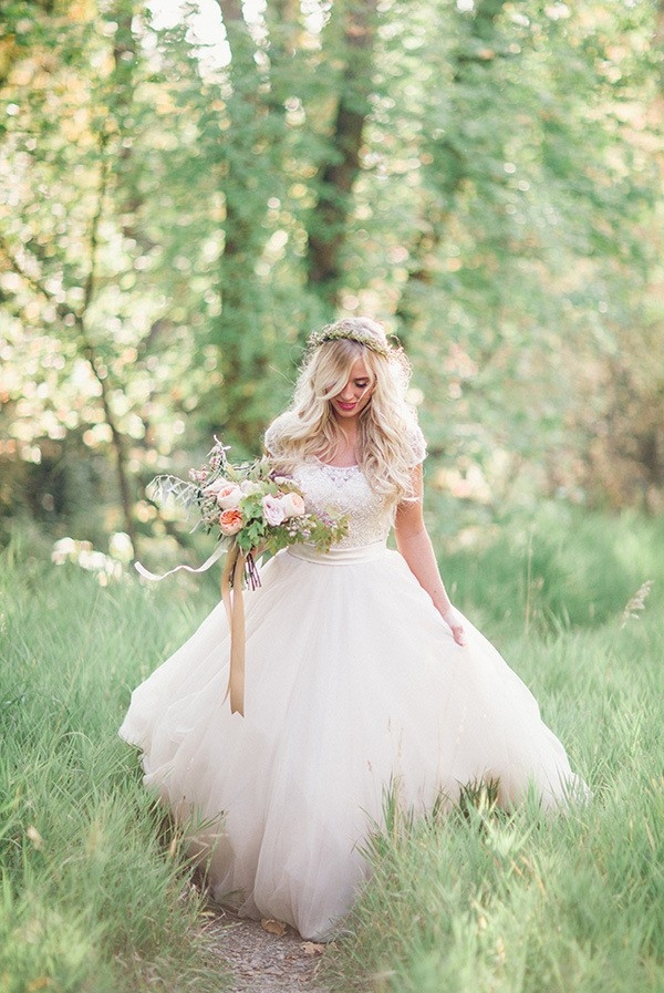 Blush and Rose Gold Woodland Wedding Shoot