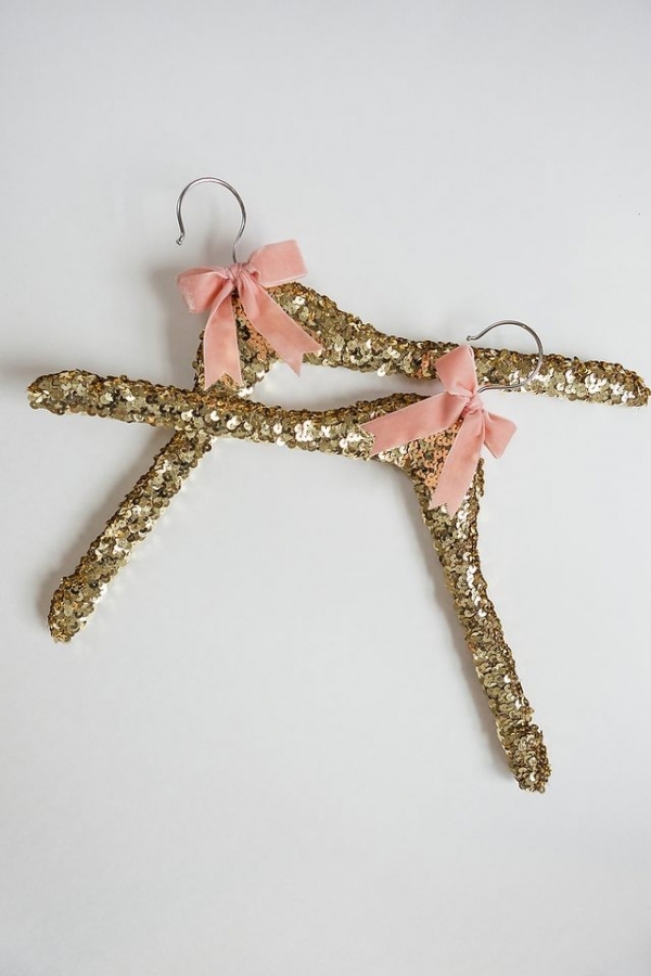 DIY Sequin Wedding Gown Hangers