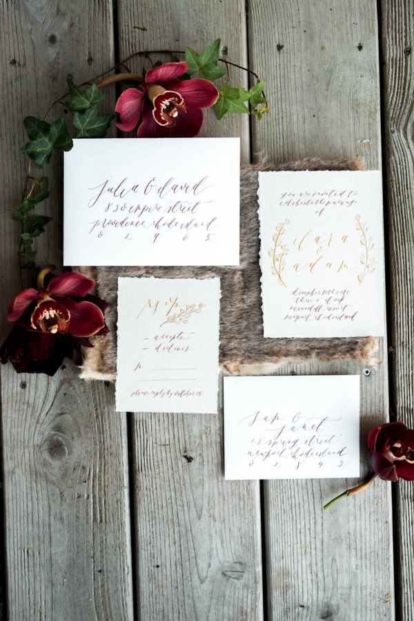 Rich Merlot & Gray Romantic Wedding Inspiration