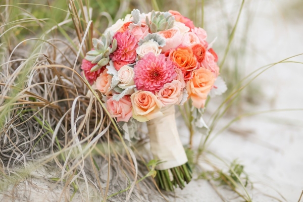 Elegant Coral and Champagne Florida Wedding