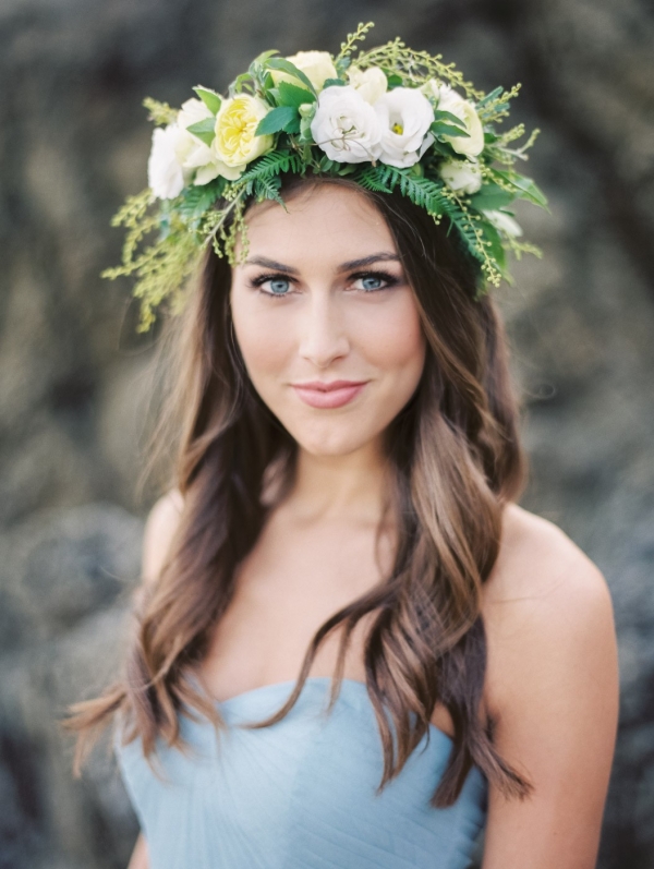 Dreamy Dusky Blue Malibu Beach Bridal Style