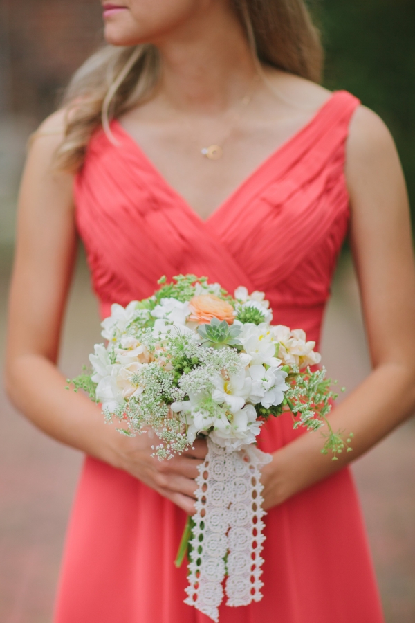 Coral & Gray Museum Gardens Wedding