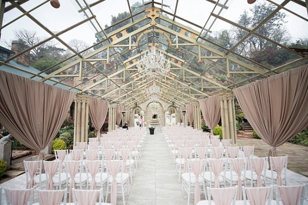 Romantic Rose Gold Glass Marquee Wedding