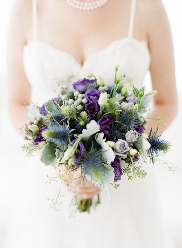 Purple, Blue & Green NYC Rooftop Loft Wedding