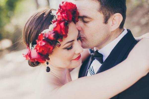 Bold Red Rose & Monochrome Stripe Wedding