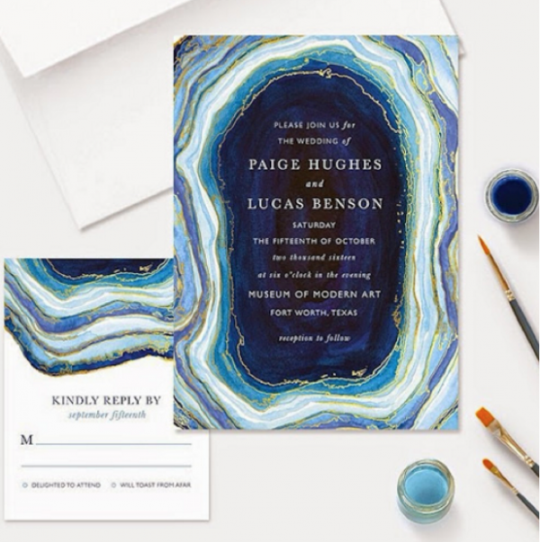 Agate Inspired Stationery in a Palette of Blues