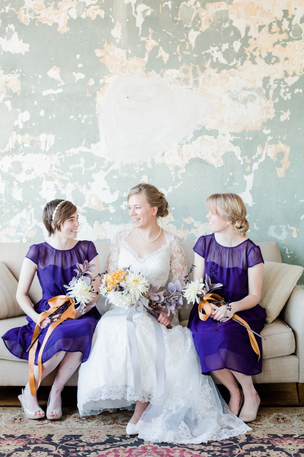 Whimsical Purple And Yellow Urban Wedding