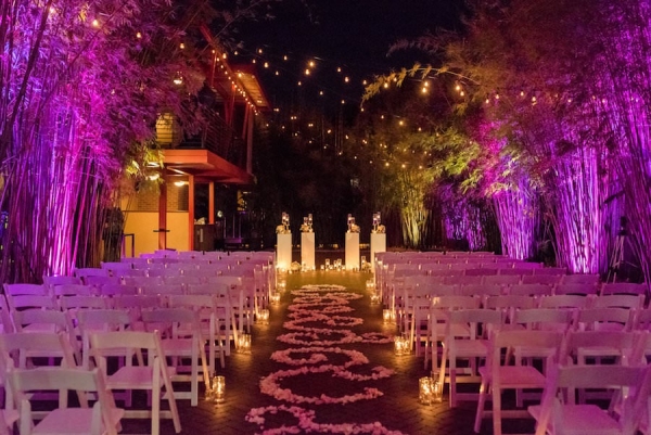 Romantic Gold & Pink Nighttime Florida Wedding