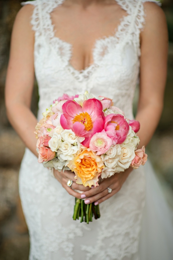 Lace And Coral Tavern Garden Wedding