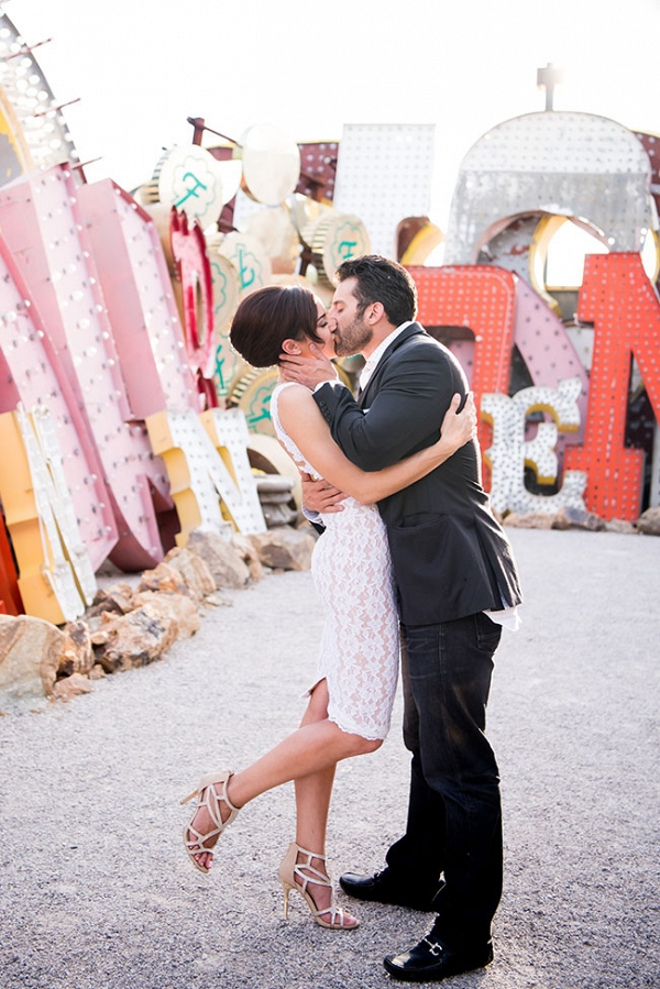 Stylish Las Vegas Neon Museum Engagement