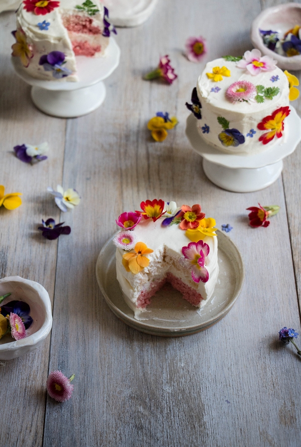 Mini Ombré Layer Cakes with Edible Flowers