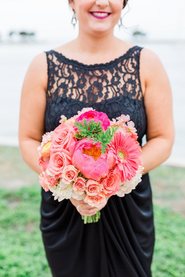 Modern Black, Gold and Coral Nighttime Wedding