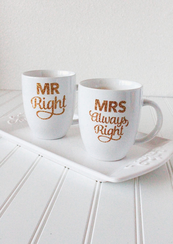 DIY Gold Glitter Mugs