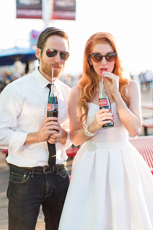 A Retro Santa Monica Pier Engagement Session