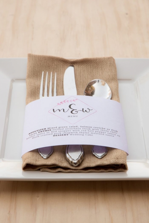 Easy 5-Step DIY Wedding Menu | Napkin Belly Bands