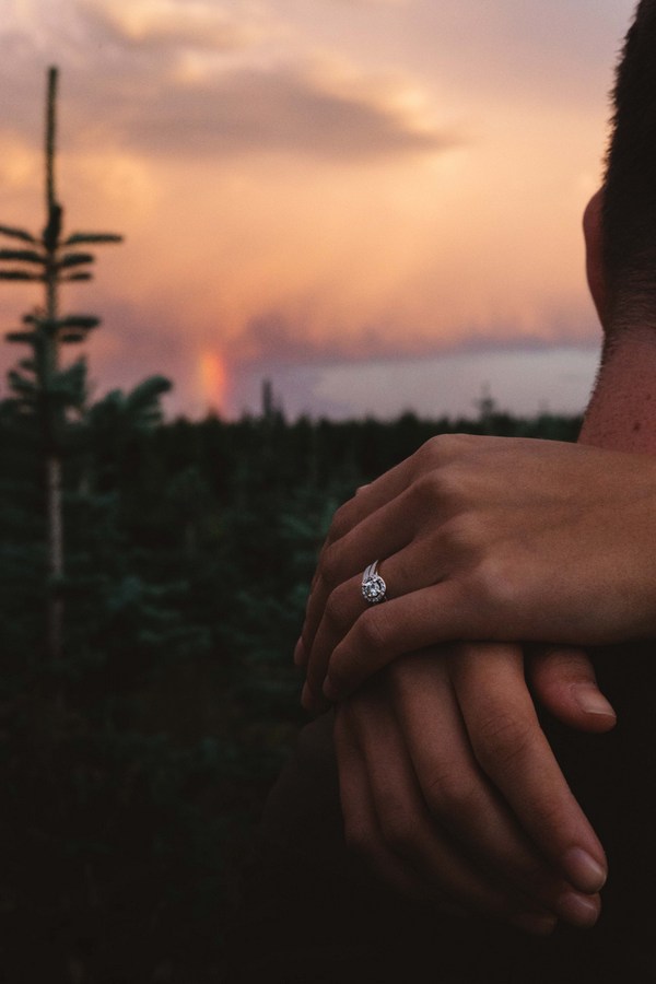 Christmas Tree Farm Sunset Engagement Session