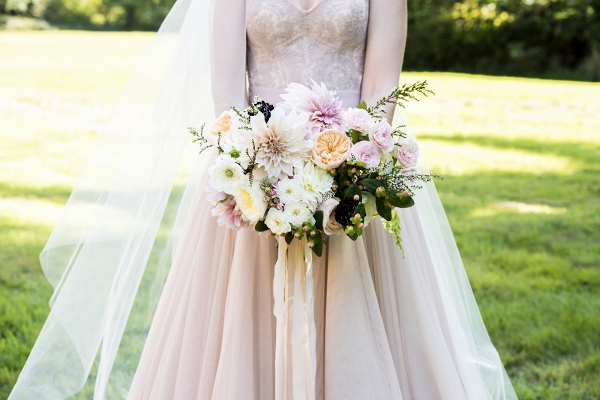 A Soft Blue + Blush Forest Backdrop Wedding