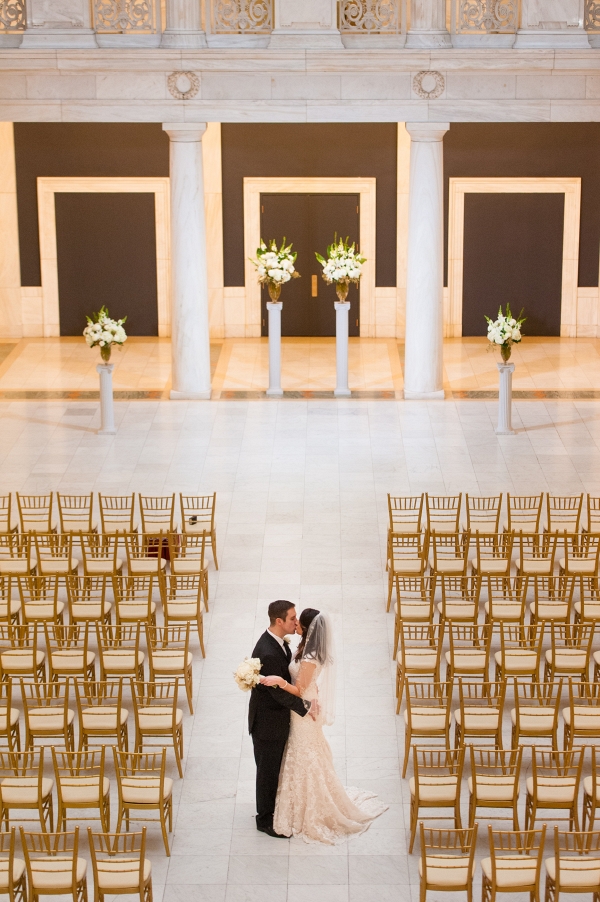 Chic Navy Blue & Gold Museum Wedding