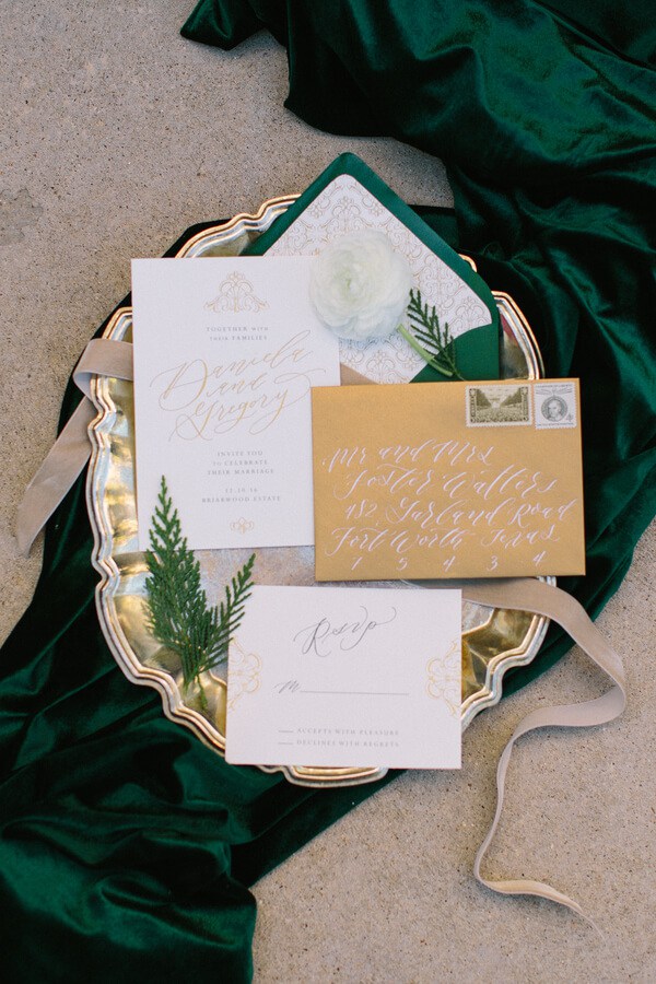 Elegant Emerald Gold Wedding Inspiration