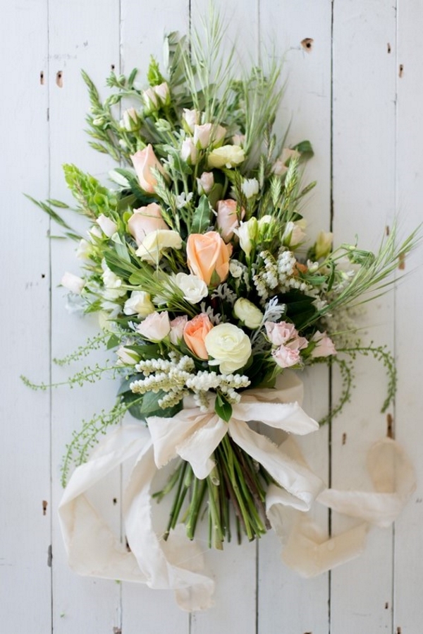 A Stunning Sheath Bridal Bouquet of Country Blooms