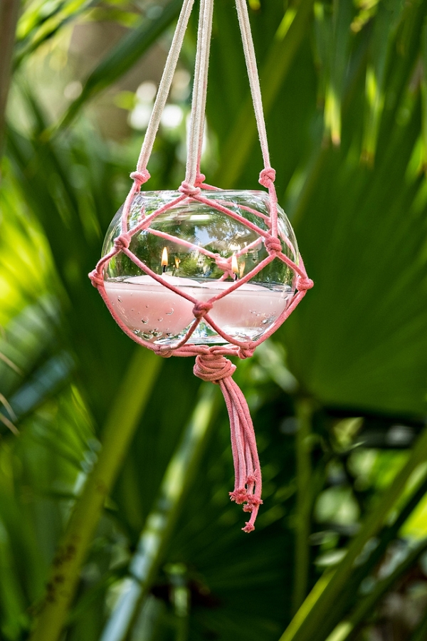 DIY Dip-Dyed Macrame Floating Candles