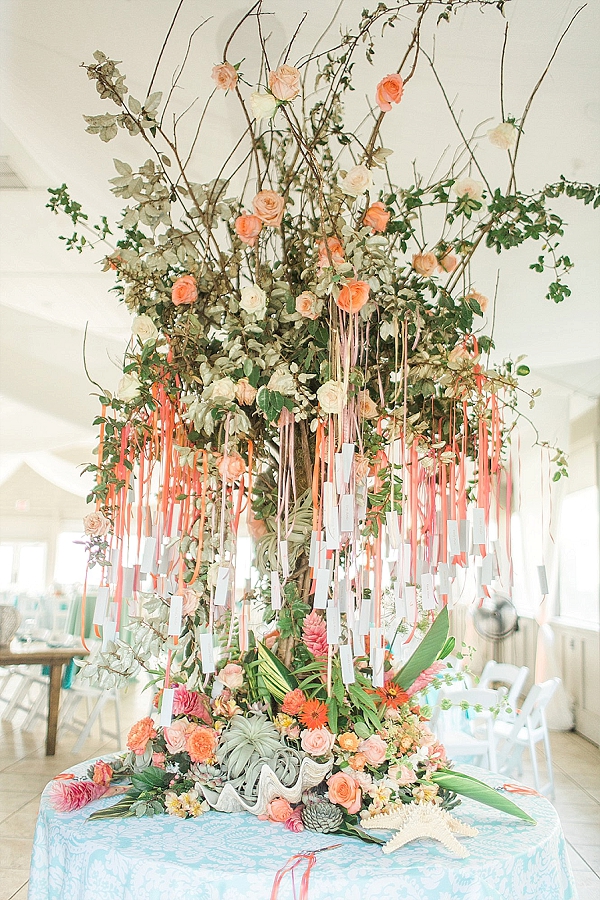 Fun Coral and Turquoise Beach Wedding