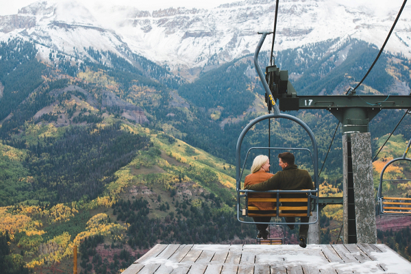 Snowy Fall Mountain Engagement