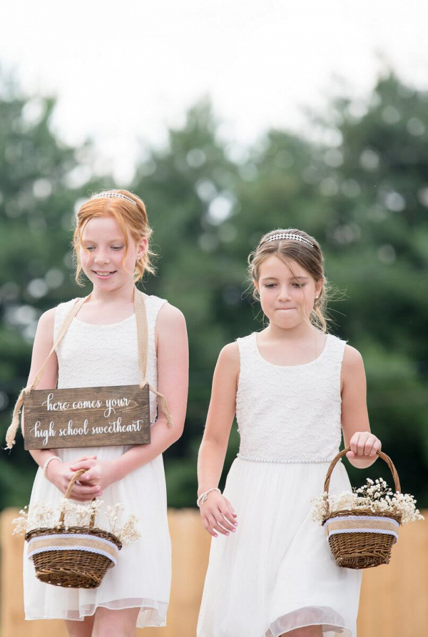 High School Sweetheart Blush Lakeside Wedding