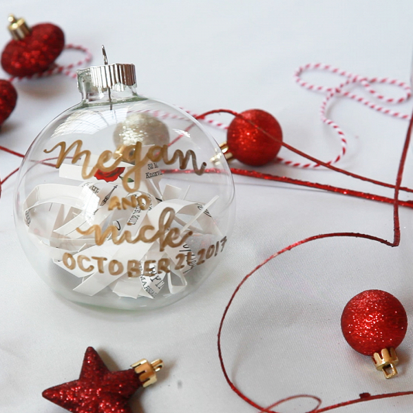 DIY Wedding Invitation Christmas Ornament