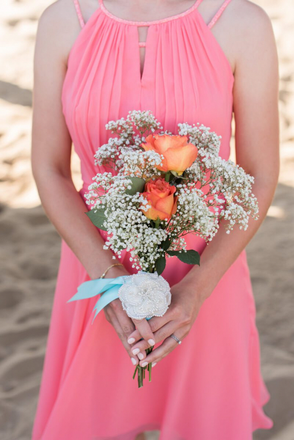 Coral and Blue Virginia Beach Wedding