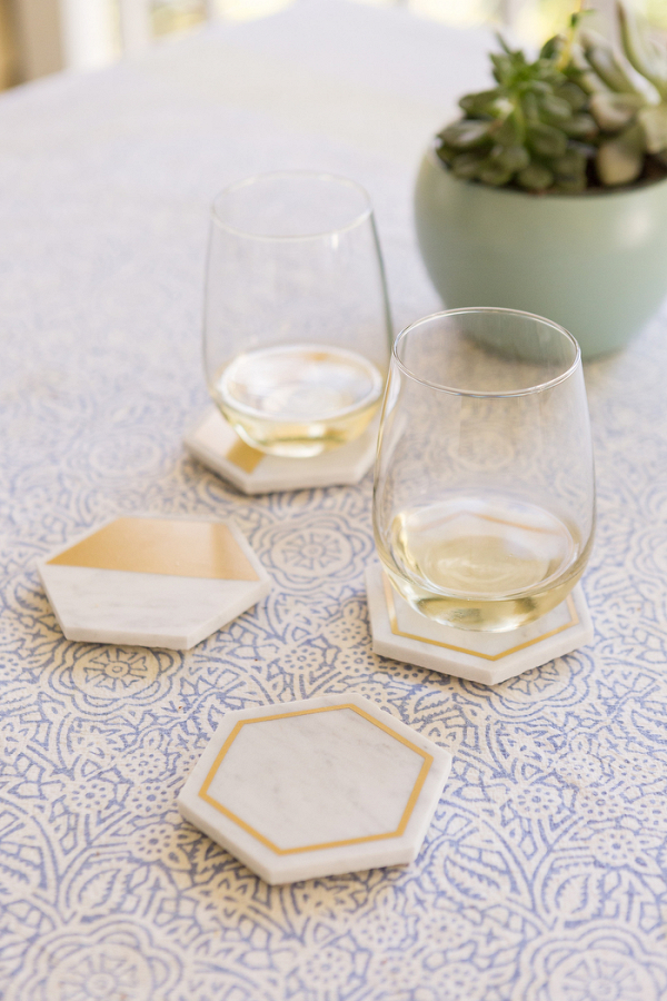 DIY Hexagon Marble Coasters