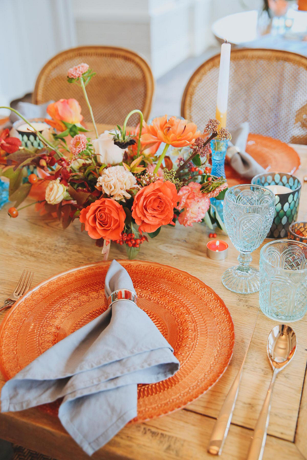 Modern Blue and Orange Wedding Ideas