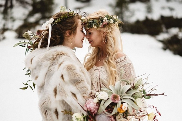 Snowy Bohemian Mountain Wedding