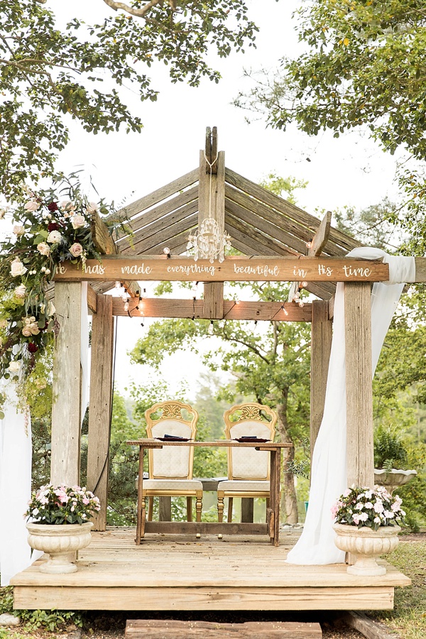 Rustic Lake House Wedding with Gorgeous Altar