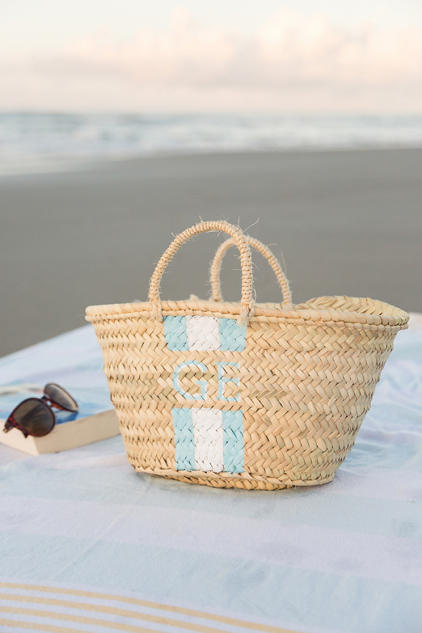 DIY Monogram Straw Beach Bag