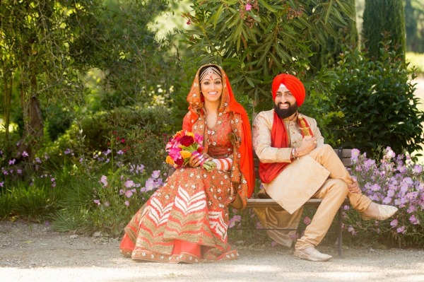 Orange & Red Central California Sikh Wedding