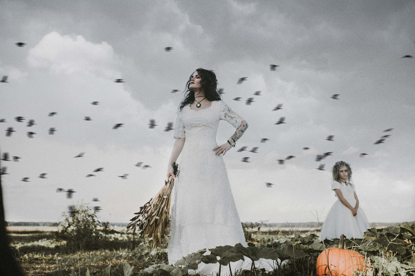 Southern vintage goth wedding styled shoot