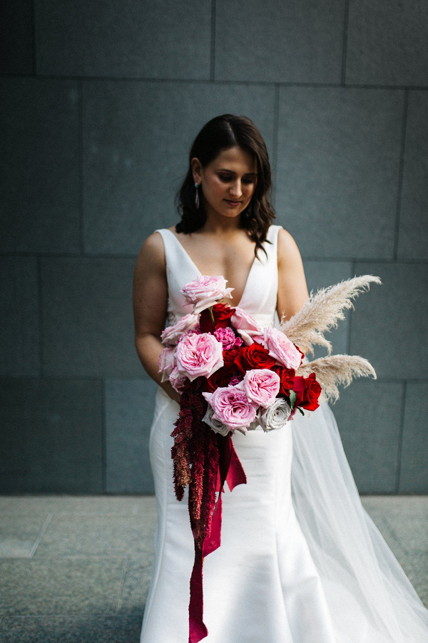 Romantic, Moody Red And Pink Wedding