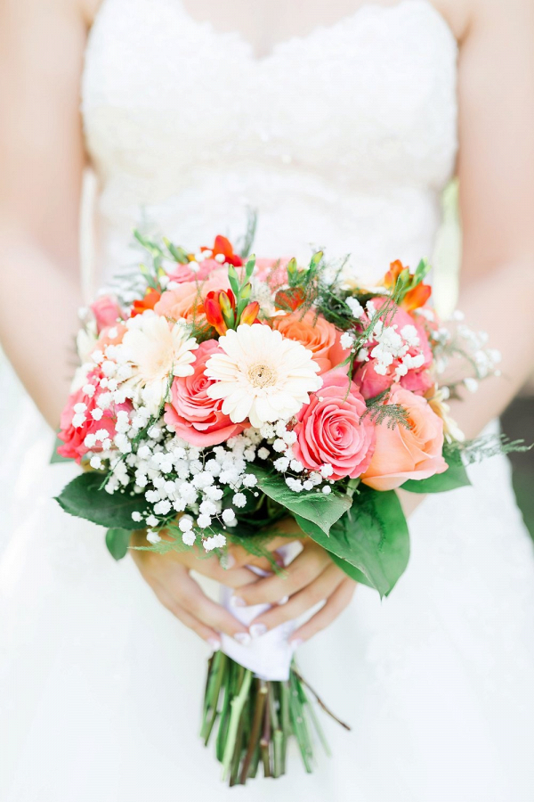 Coral and Teal Country Church Wedding