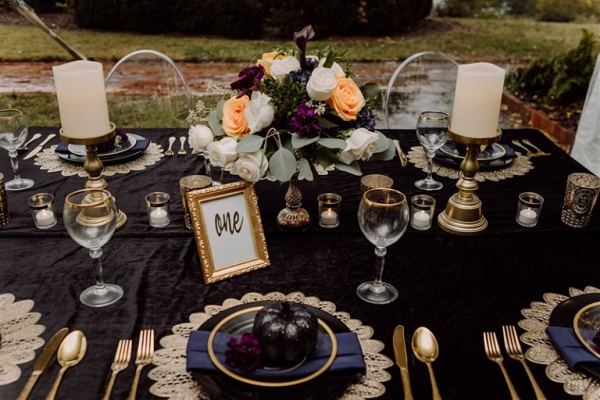 Moody Black Wedding Inspiration with Velvet