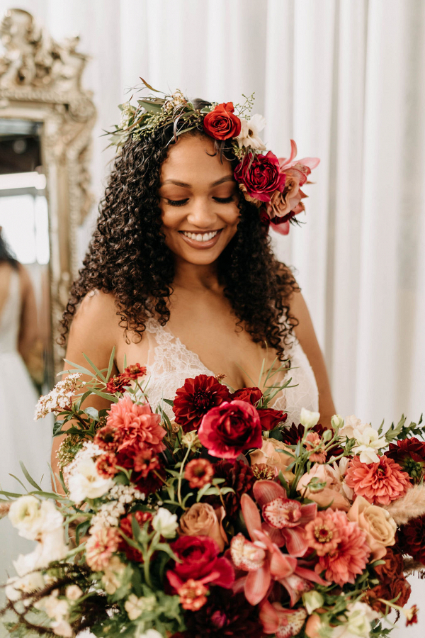 Gorgeous Crimson Bridal Portrait Inspiration