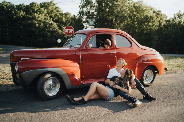 Vintage Car & Tees Engagement Session