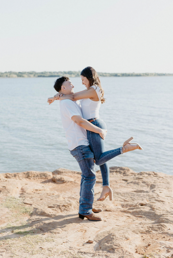 Lakeside Golden Hour Engagement in Murell Park