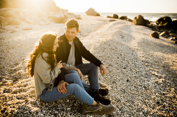 Romantic Golden Hour Beach Engagement