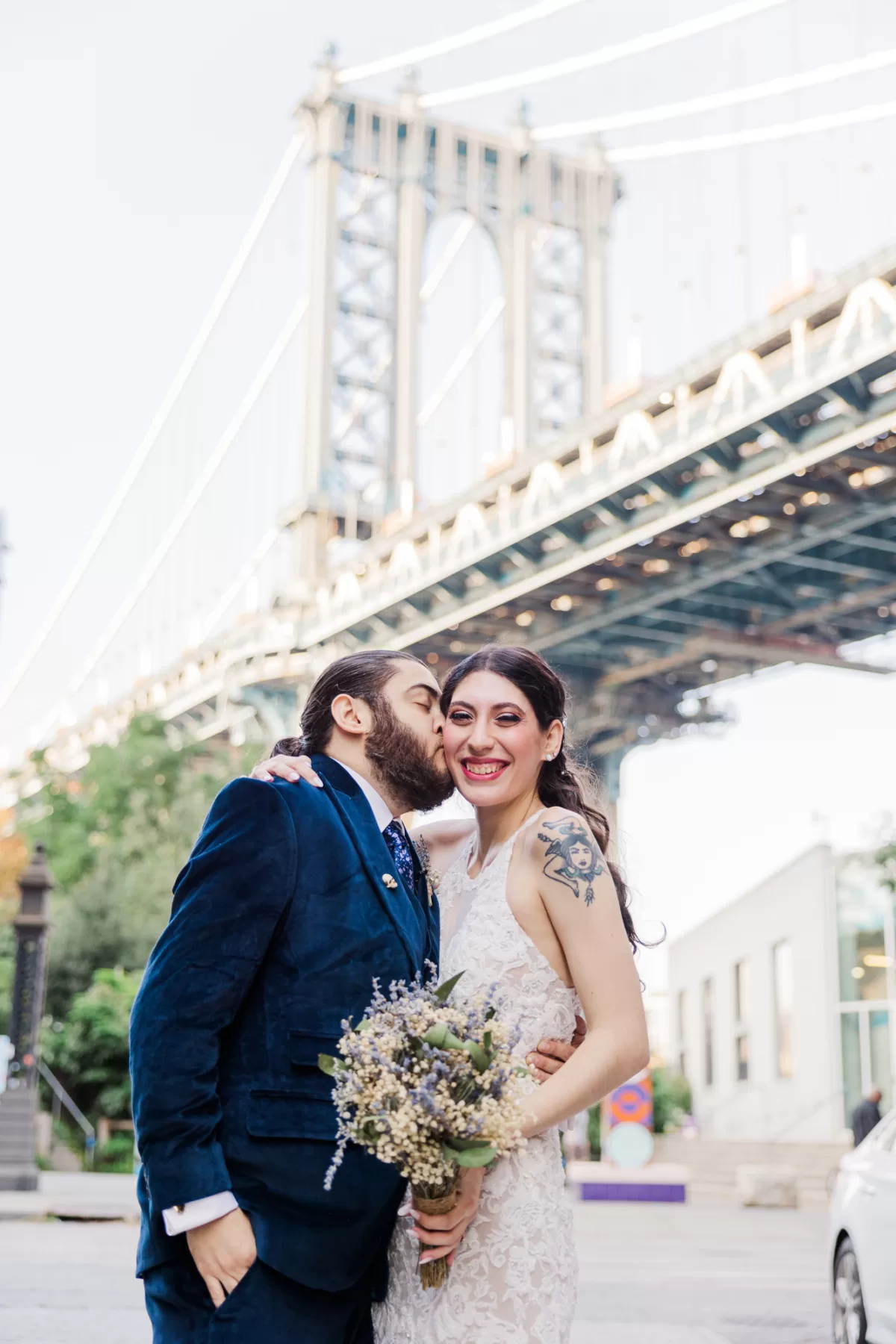 Purple and Black Pastel Goth Dumbo Loft Wedding